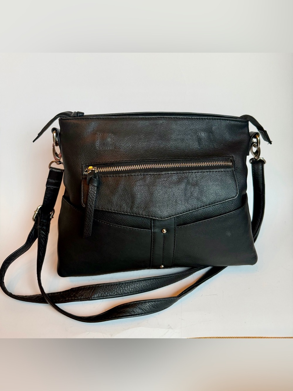 Great American Leather Works Black Cowhide Leather Crossbody Shoulder Bag